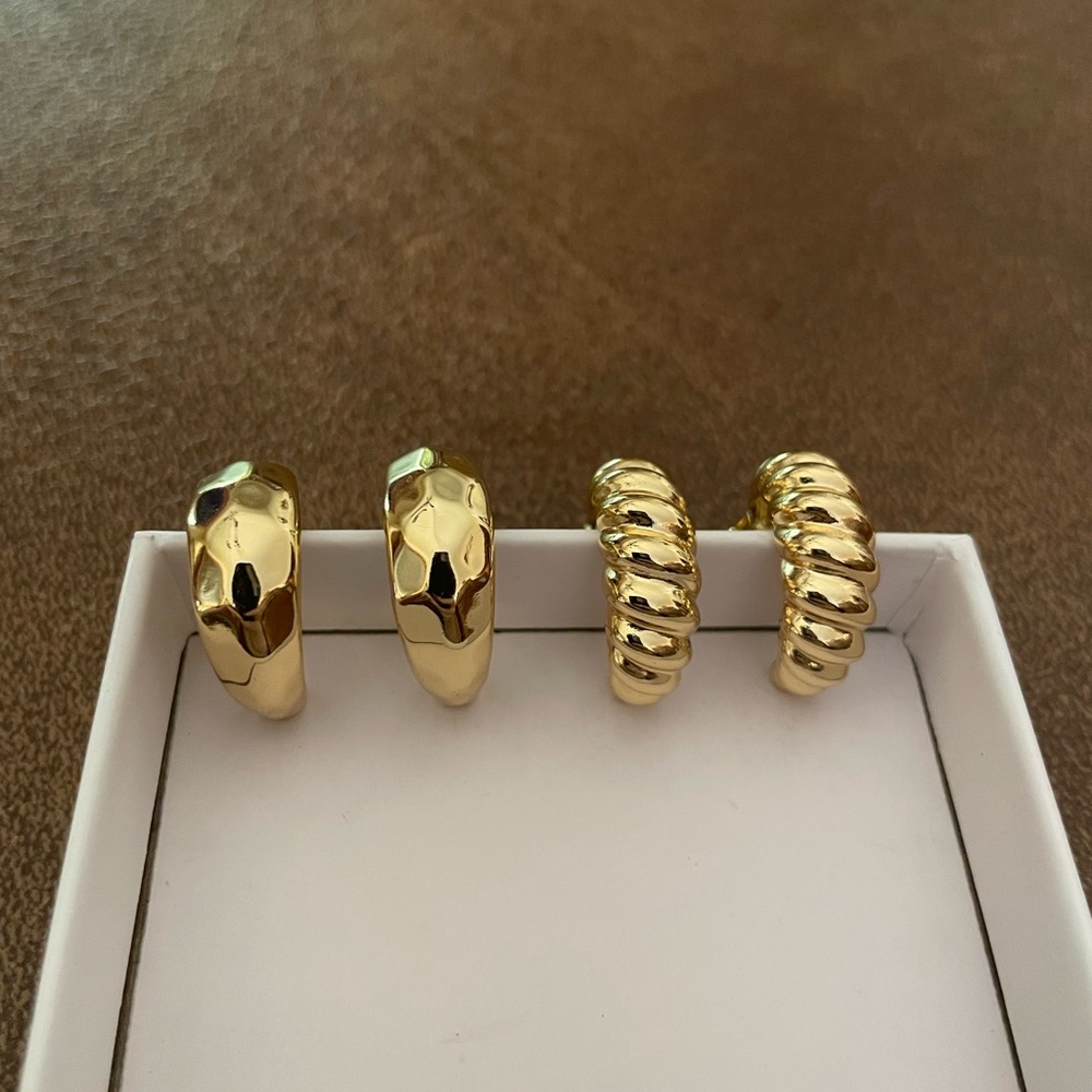 Minimalist Clip-On Gold Earring Hoop Set